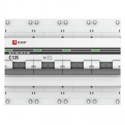 Автоматический выключатель EKF PROxima ВА47-100, 4х-полюсный, 100 Ампер, характеристика D, 10kA