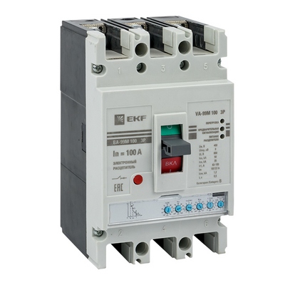 Автоматический выключатель EKF PROxima ВА-99М  100/100 Ампер, 3-полюсный, 50кА, с электронным расцепителем