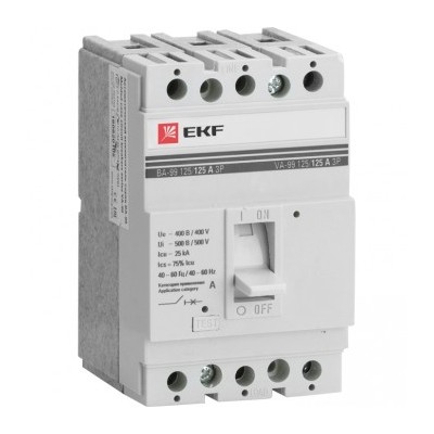 Автоматический выключатель EKF PROxima ВА-99 125/40 Ампер, 3-полюсный, 25кА