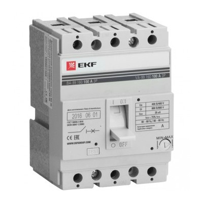 Автоматический выключатель EKF PROxima ВА-99 160/100 Ампер, 3-полюсный, 35кА