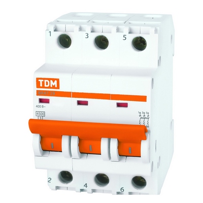 Автоматический выключатель TDM ВА47-29, трехполюсный, 10 Ампер, 4,5кА характеристика C