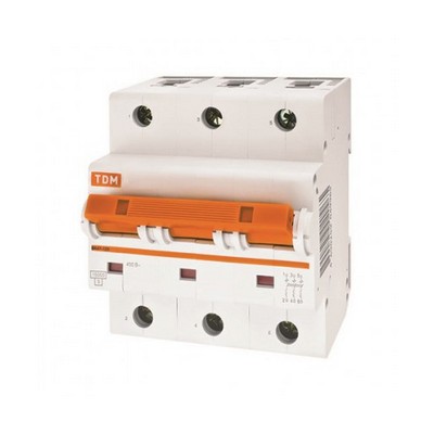 Автоматический выключатель TDM ВА47-125, трехполюсный, 32 Ампера, 15кА, характеристика D