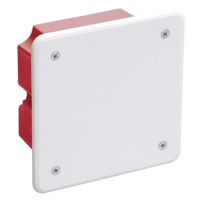 Коробка КМ41001 распаячная скрытой проводки для твердых стен 92x92x45 (с саморезами, с крышкой)